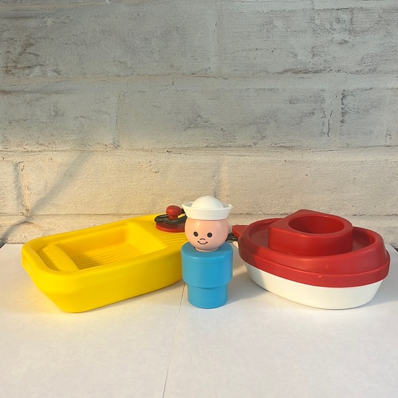 FisherPrice Toys Vintage Fisher Price Tug Boat Barge Bath Tub Toy